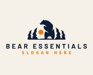 Bear Sunset Forest logo design