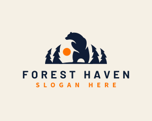 Bear Sunset Forest logo design