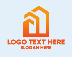 Orange Geometric House  logo