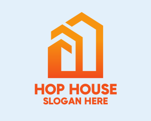 Orange Geometric House  logo design