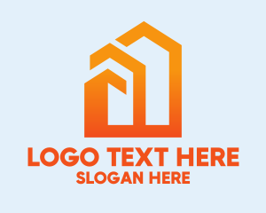 Orange Geometric House  Logo