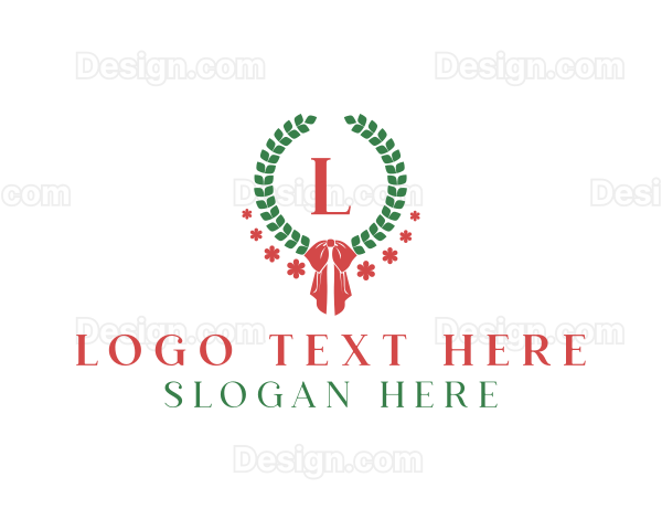 Holiday Ribbon Wreath Logo