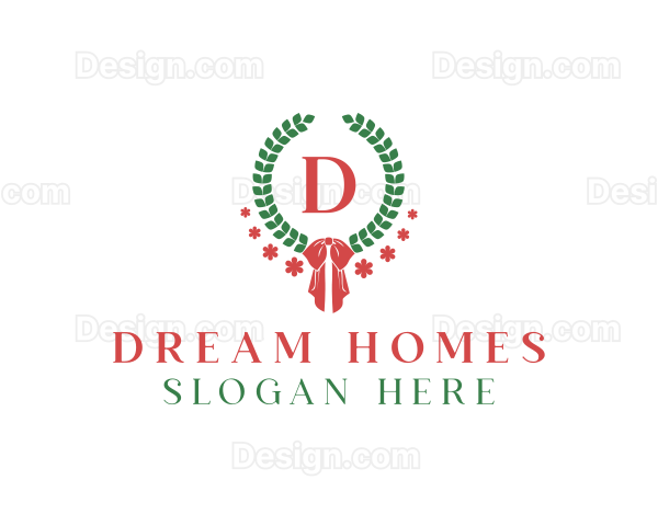 Holiday Ribbon Wreath Logo