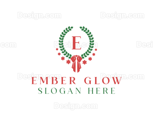 Holiday Ribbon Wreath Logo