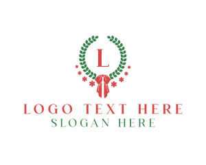 Holiday Ribbon Wreath Logo