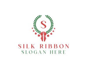 Holiday Ribbon Wreath logo design