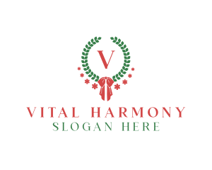 Holiday Ribbon Wreath logo design