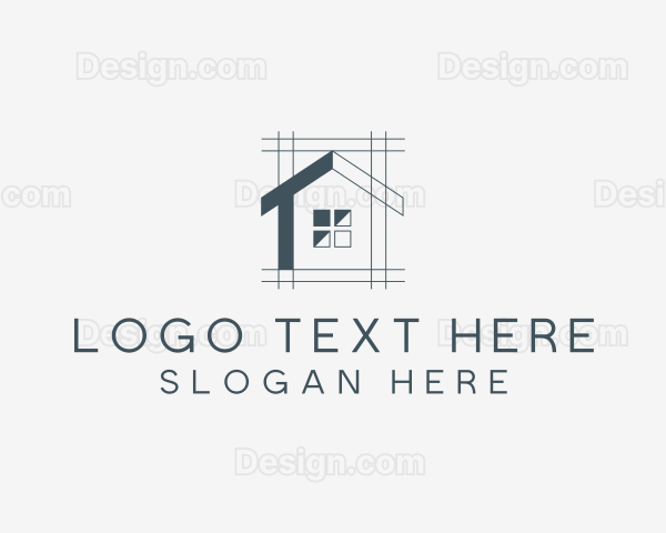 Minimalist House Blueprint Logo