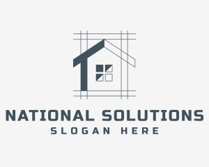 Minimalist House Blueprint logo design