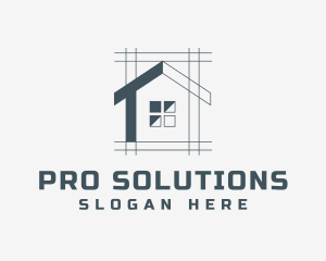 Minimalist House Blueprint logo design