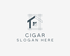 Minimalist House Blueprint logo design