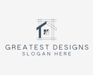 Minimalist House Blueprint logo design