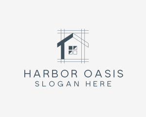 Minimalist House Blueprint logo design