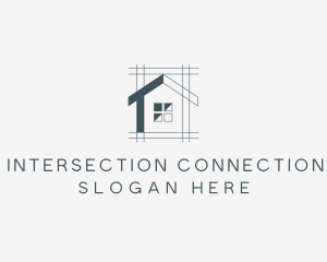 Minimalist House Blueprint logo design