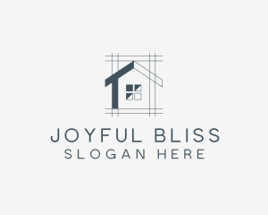 Minimalist House Blueprint logo design