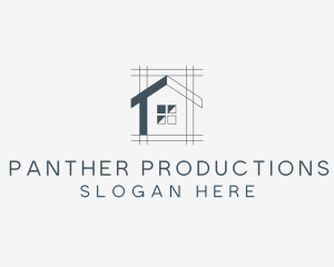 Minimalist House Blueprint logo design