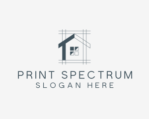 Minimalist House Blueprint logo design