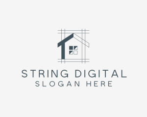 Minimalist House Blueprint logo design