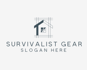 Minimalist House Blueprint logo design