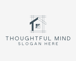 Minimalist House Blueprint logo design