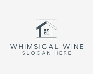 Minimalist House Blueprint logo design