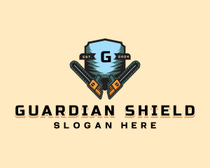 Chainsaw Forestry Shield logo design