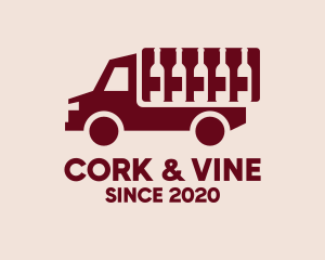 Wine Delivery Truck logo design