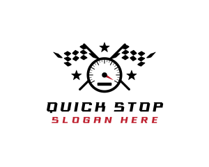 Racing Flag Speedometer logo design