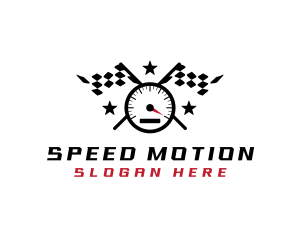 Racing Flag Speedometer logo design