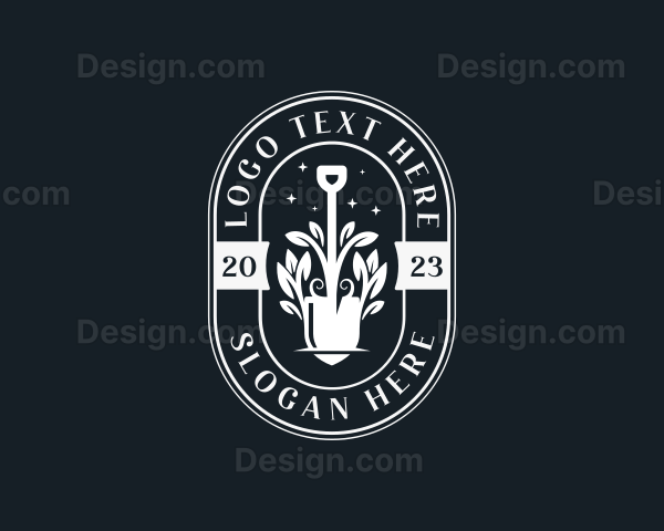 Plant Shovel Gardening Logo