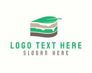 Vegan Leaf Cake Slice  logo design
