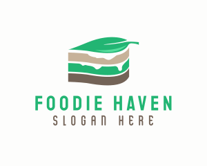 Vegan Leaf Cake Slice  logo design