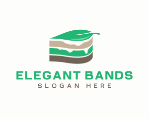 Vegan Leaf Cake Slice  logo design