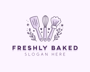 Floral Baking Whisk logo design