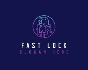 Digital Tech Padlock logo design