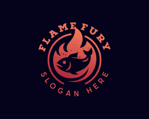 Fish Flame Barbecue  logo design