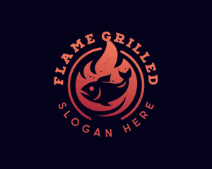 Fish Flame Barbecue  logo design