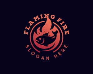 Fish Flame Barbecue  logo design