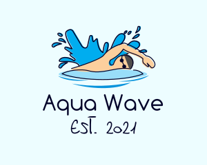 Freestyle Swimmer Swimming logo design