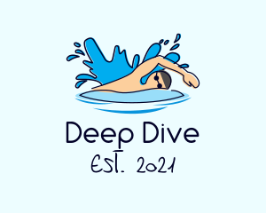 Freestyle Swimmer Swimming logo design