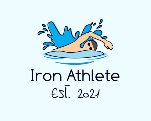 Freestyle Swimmer Swimming logo design