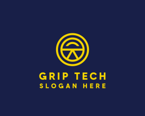 Yellow Tech Badge  logo design