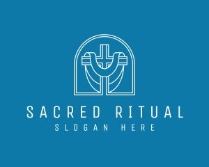 Church Altar Crucifix logo design