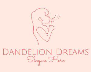 Minimalist Girl Dandelion logo design