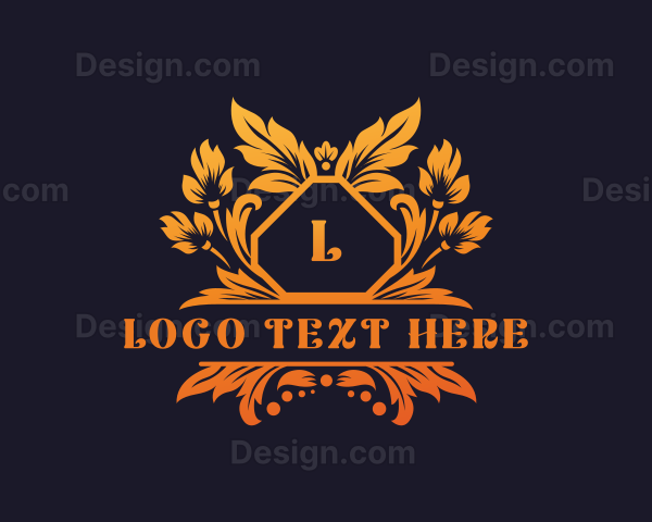 Stylish Leaves Wedding Logo