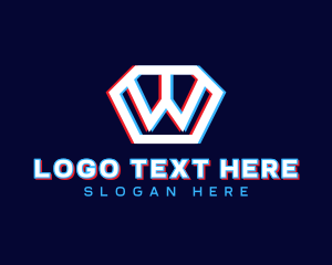 Tech Glitch Letter W logo