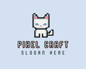 Pixel Cat Kitten logo design