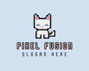 Pixel Cat Kitten logo design