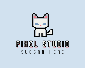 Pixel Cat Kitten logo design