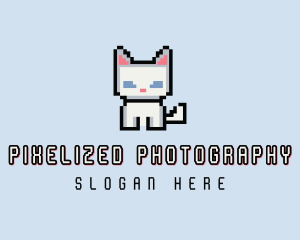 Pixel Cat Kitten logo design